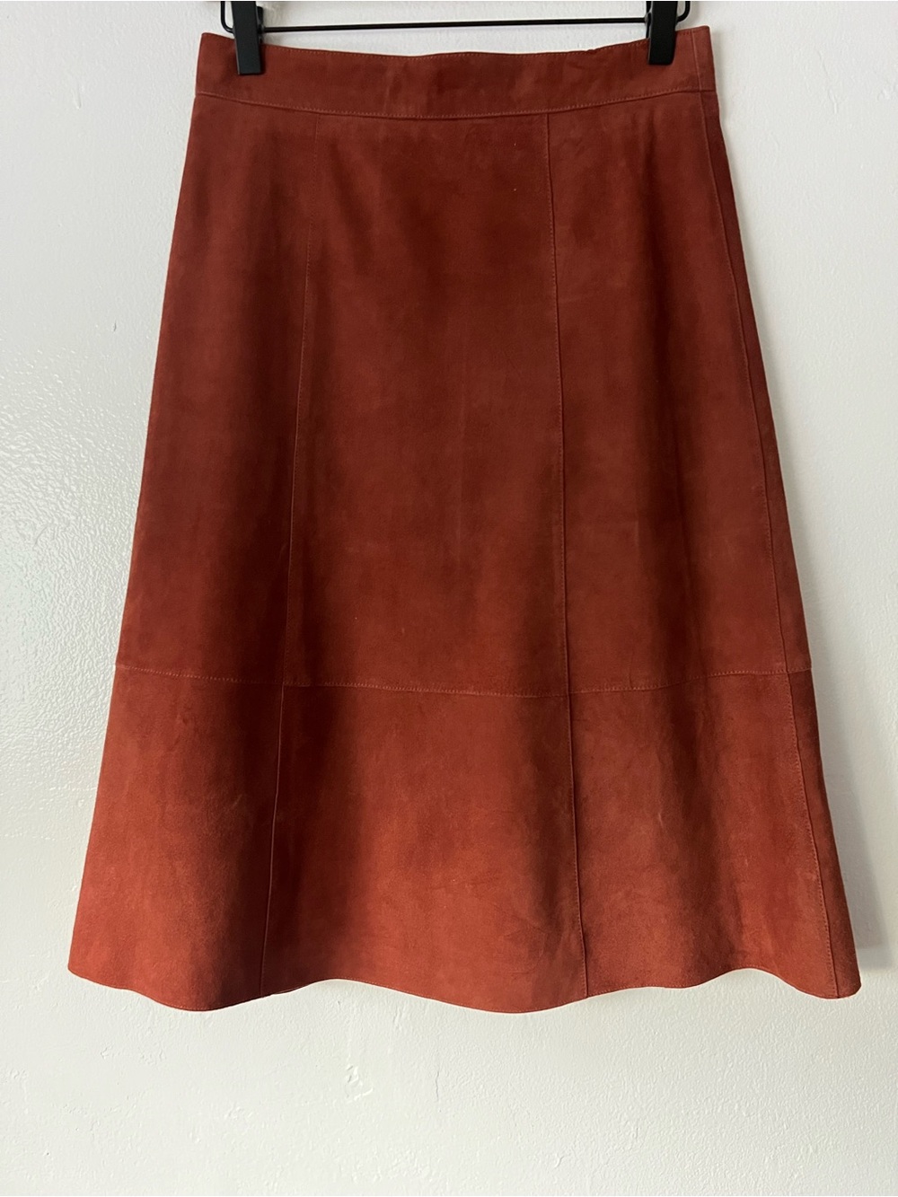 Sézane Hanna Cognac Suede Midi Skirt